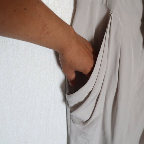 NEW Armani Extange  Sleeveless draped neckline  Taupe Gray Jumpsuit - Picture 3 of 11